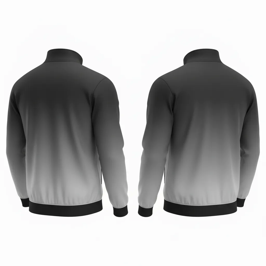 Custom Football Full Zip Hoodie - Black, Grey, White - Track Jacket Gradient Ombre - Back View - HAMCO Sports Inc.
