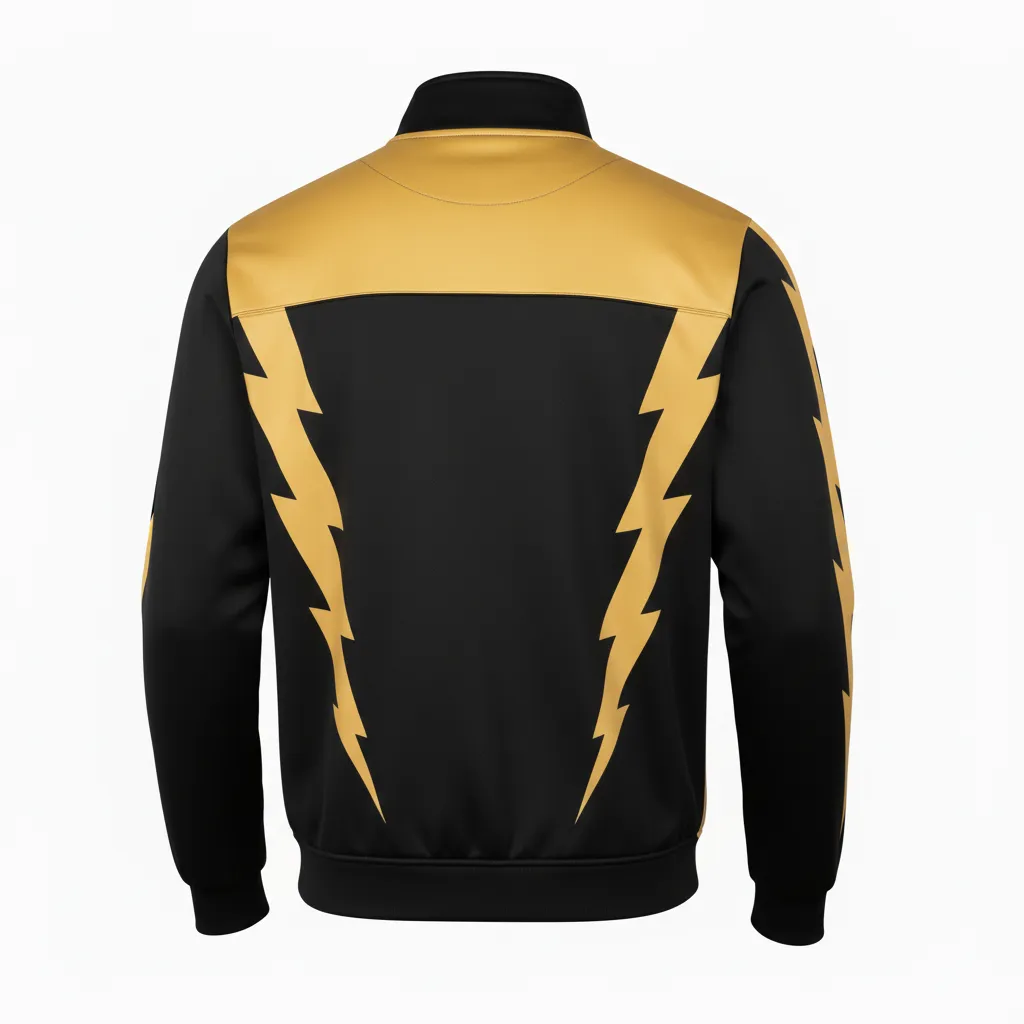 Custom Football Full Zip Hoodie - Black, Gold - Track Jacket Vegas Lightning Bolt - Back View - HAMCO Sports Inc.