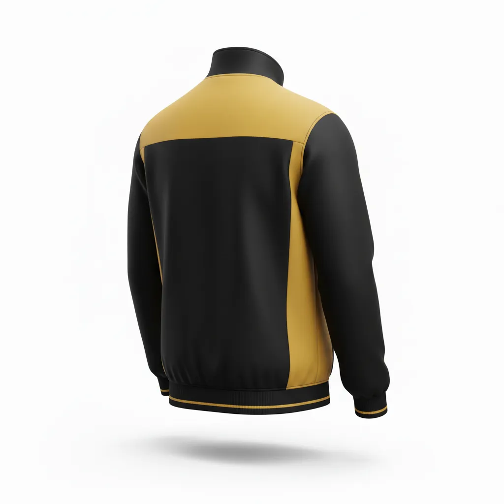 Custom Football Full Zip Hoodie - Black, Gold - Track Jacket Vegas Side Panel - Back View - HAMCO Sports Inc.