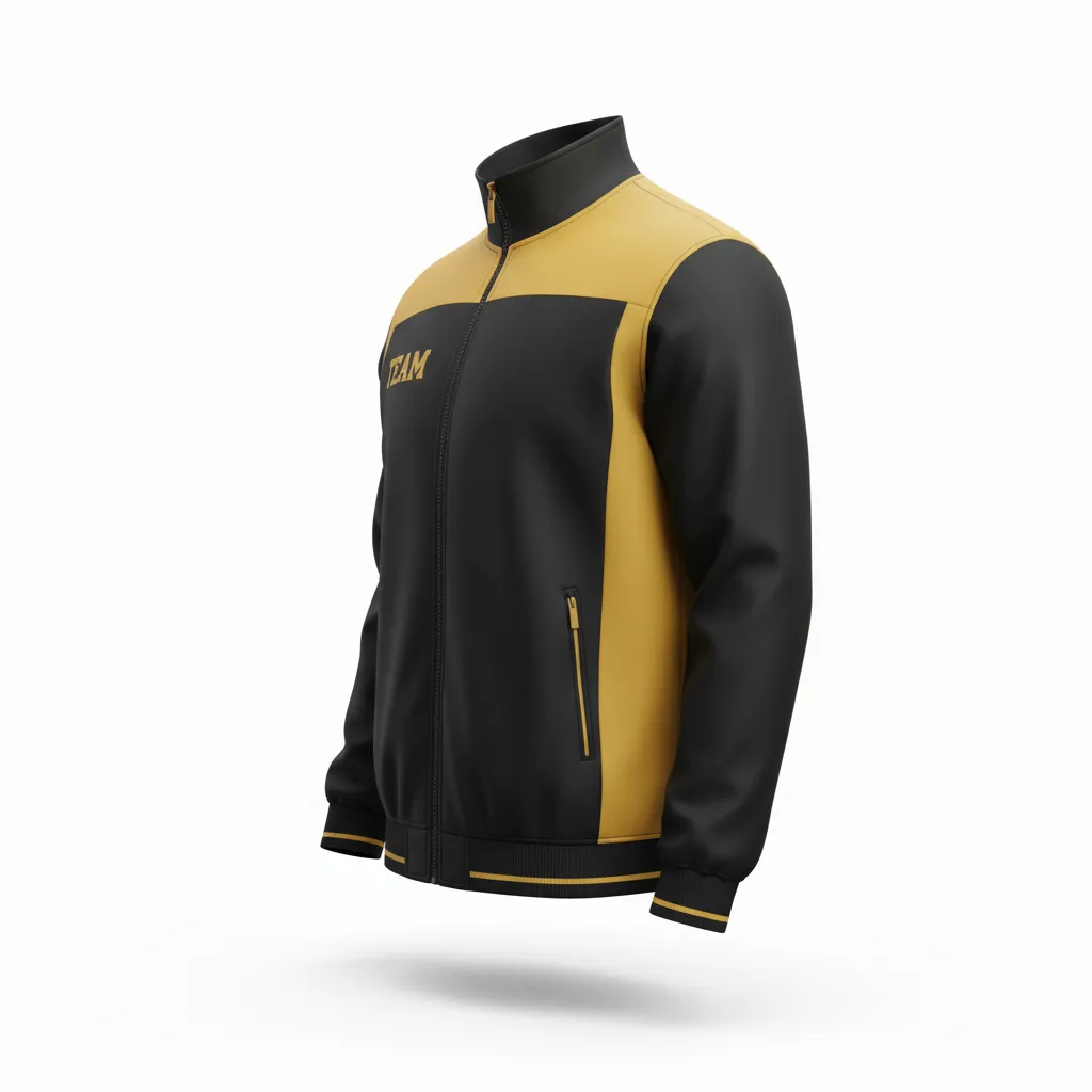 Custom Football Full Zip Hoodie - Black, Gold - Track Jacket Vegas Side Panel - Side View - HAMCO Sports Inc.