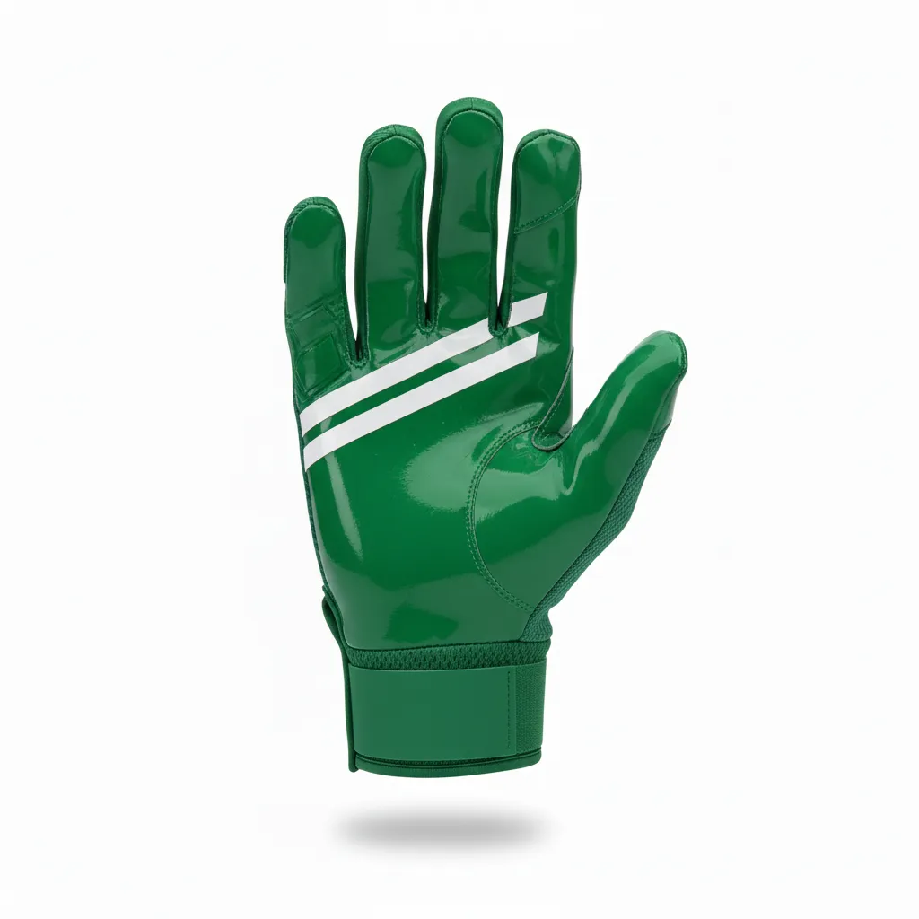 Custom Football Gloves - Green, White - Gloves Forest Triple Stripe - Back View - HAMCO Sports Inc.