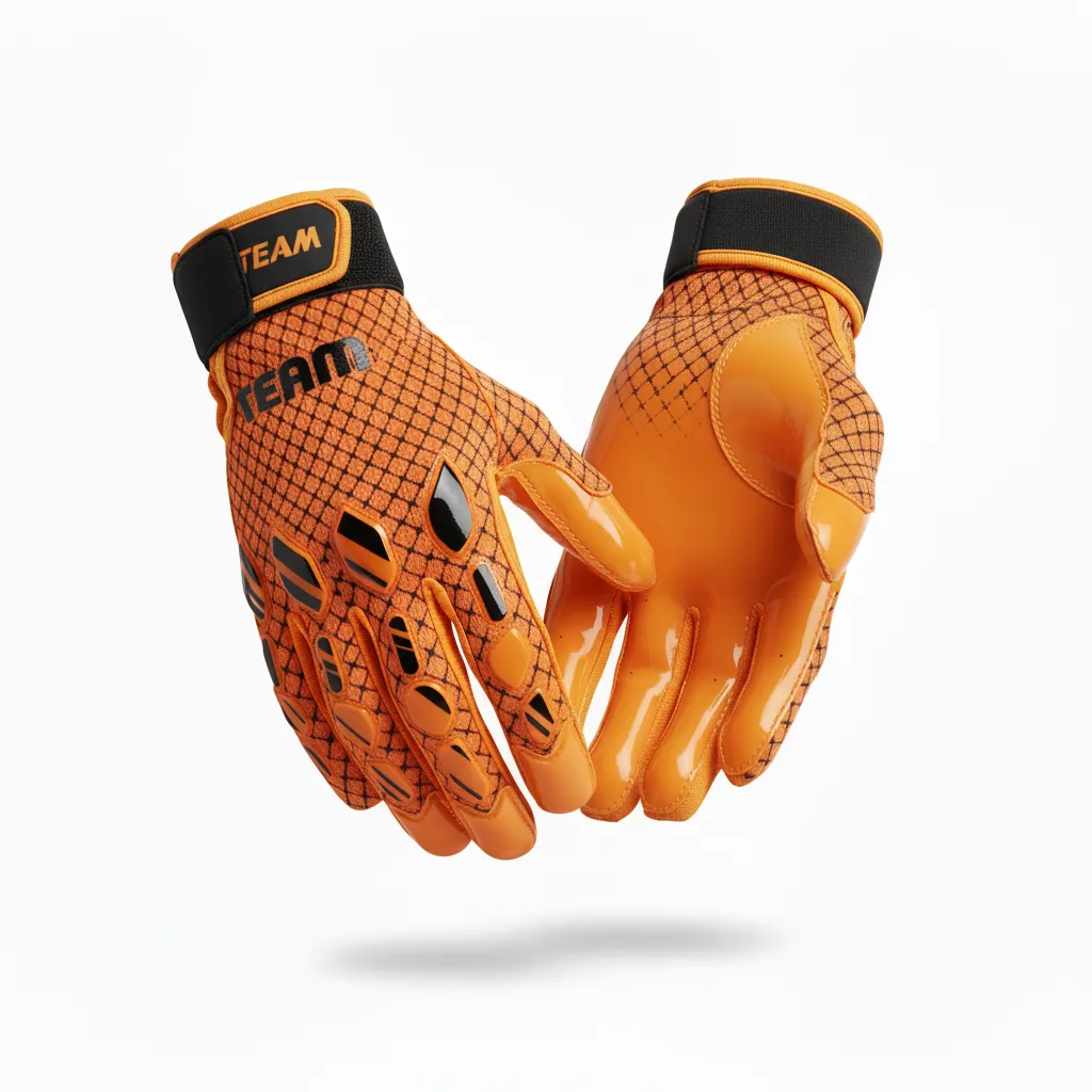 Custom Football Gloves - Orange, Black - Gloves Speed Streaks - Side View - HAMCO Sports Inc.