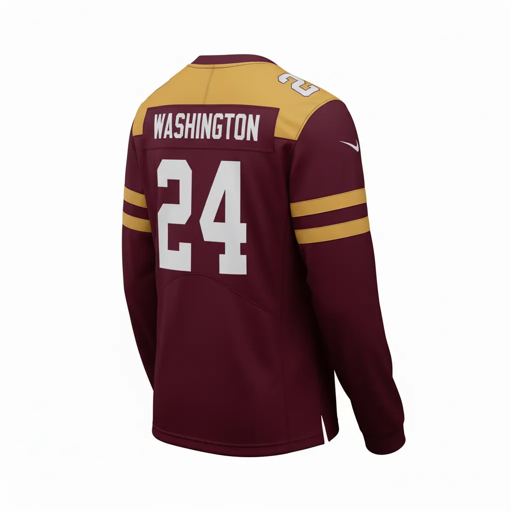 Custom Football Long Sleeve T Shirt - Burgundy, Gold - Long Sleeve Vegas Triple Stripe - Back View - HAMCO Sports Inc.