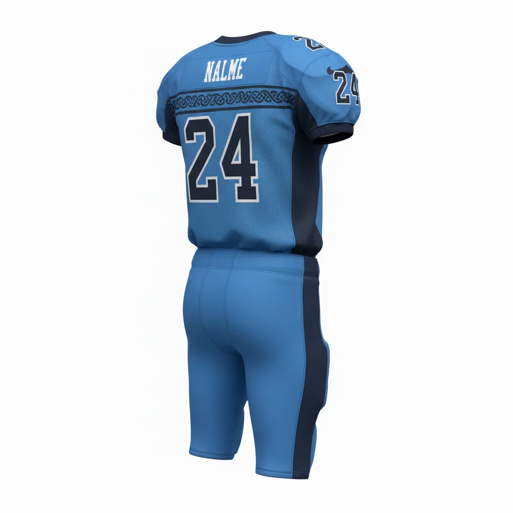 Custom Football Professional Away Football Uniforms - Blue, Navy - Uniform Columbia Celtic Knot - Back View - HAMCO Sports Inc.
