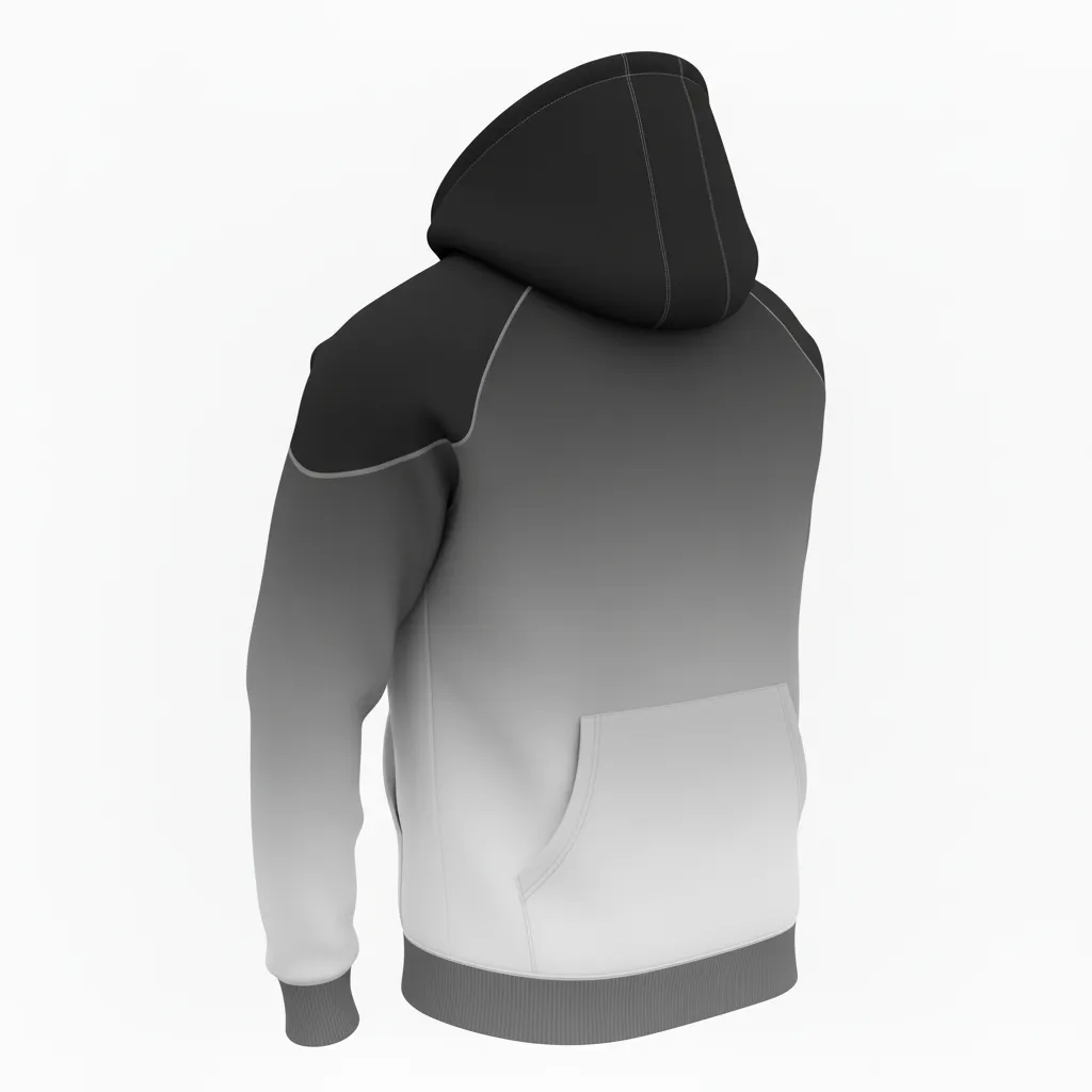 Custom Football Pullover Hoodie - Black, Grey, White - Hoodie Gradient Ombre - Back View - HAMCO Sports Inc.