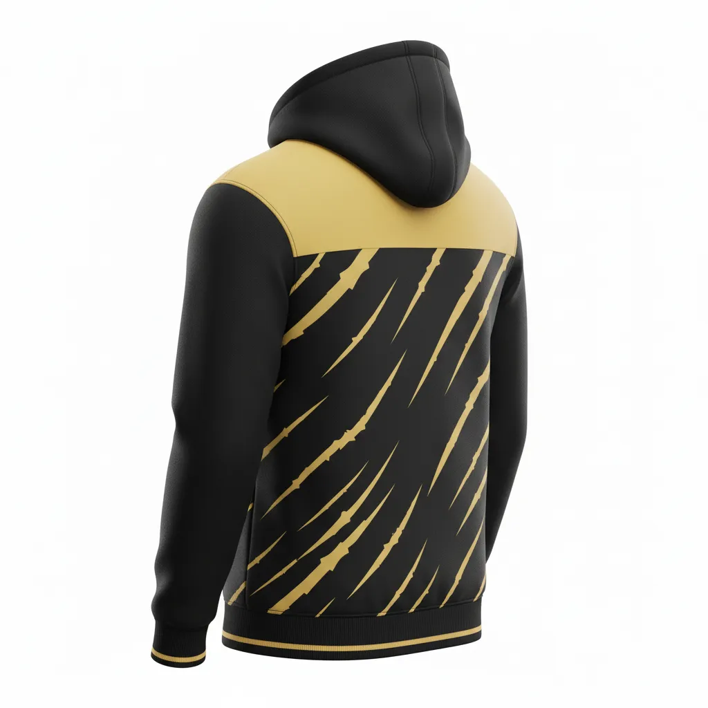 Custom Football Pullover Hoodie - Black, Gold - Hoodie Vegas Razor Slash - Back View - HAMCO Sports Inc.
