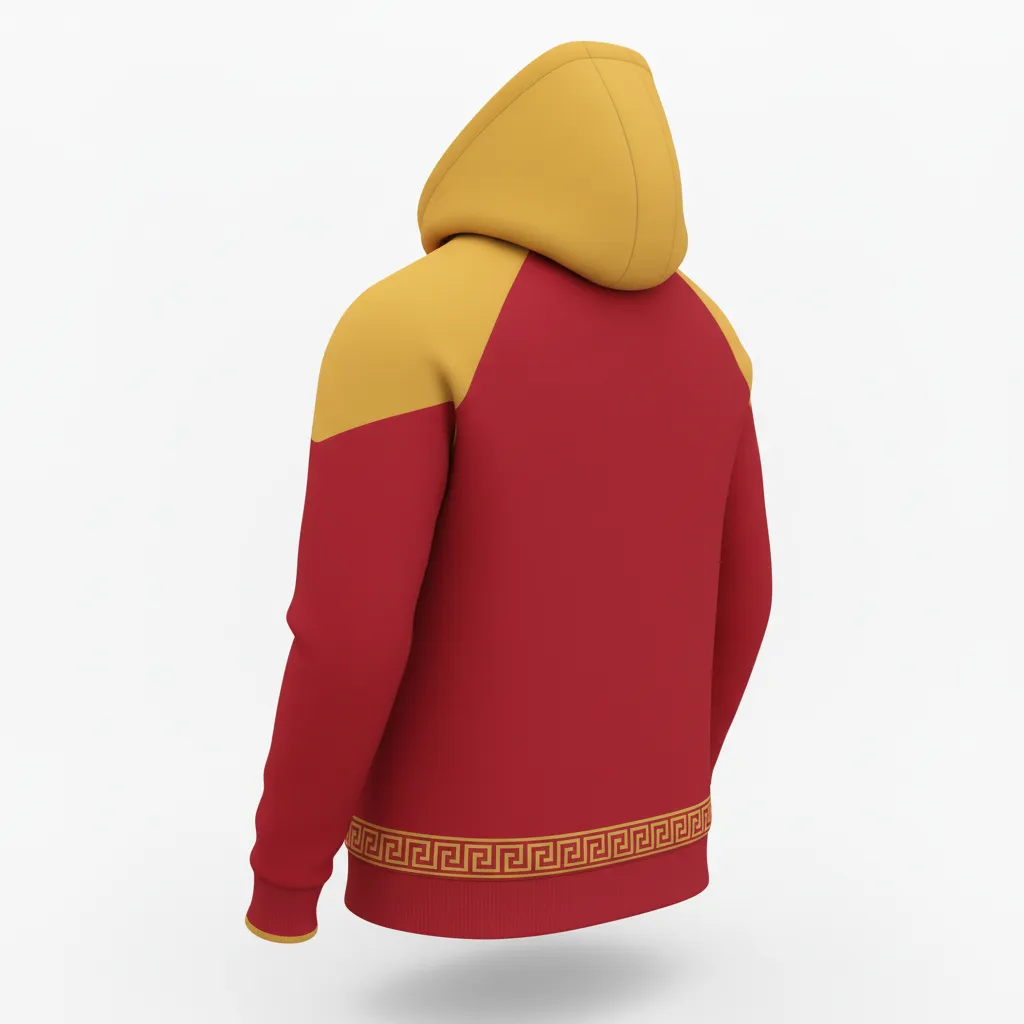 Custom Football Pullover Hoodie - Gold - Hoodie Cardinal Vegas Greek Key - Back View - HAMCO Sports Inc.