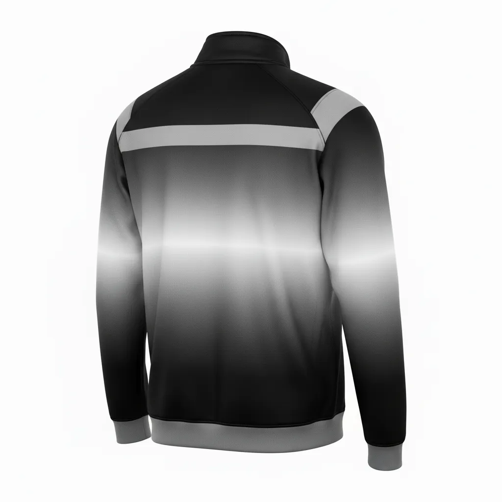 Custom Football Quarter Zipper Pullover - Black, Grey, White - Quarter Zip Gradient Ombre - Back View - HAMCO Sports Inc.