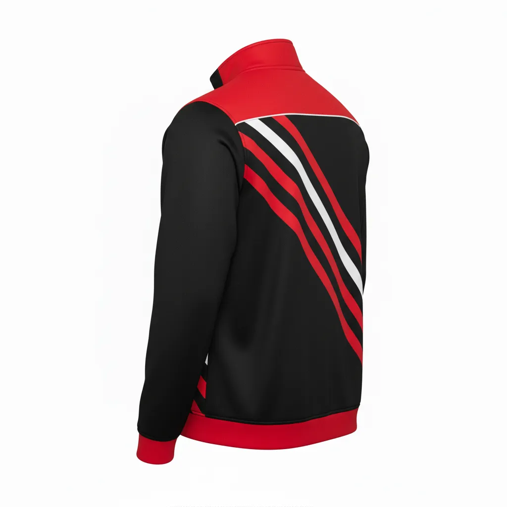Custom Football Quarter Zipper Pullover - Black, Red, White - Quarter Zip Tricolor - Back View - HAMCO Sports Inc.
