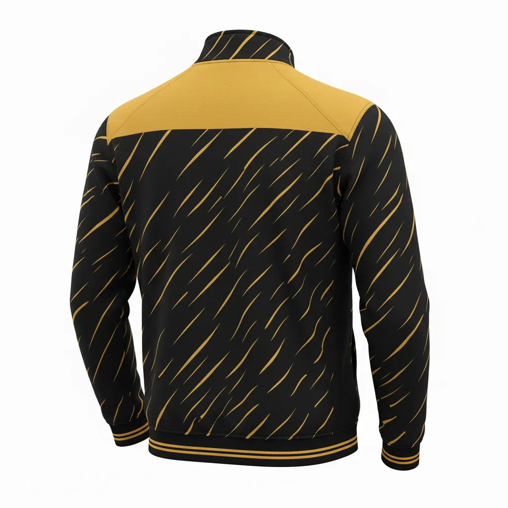 Custom Football Quarter Zipper Pullover - Black, Gold - Quarter Zip Vegas Razor Slash - Back View - HAMCO Sports Inc.