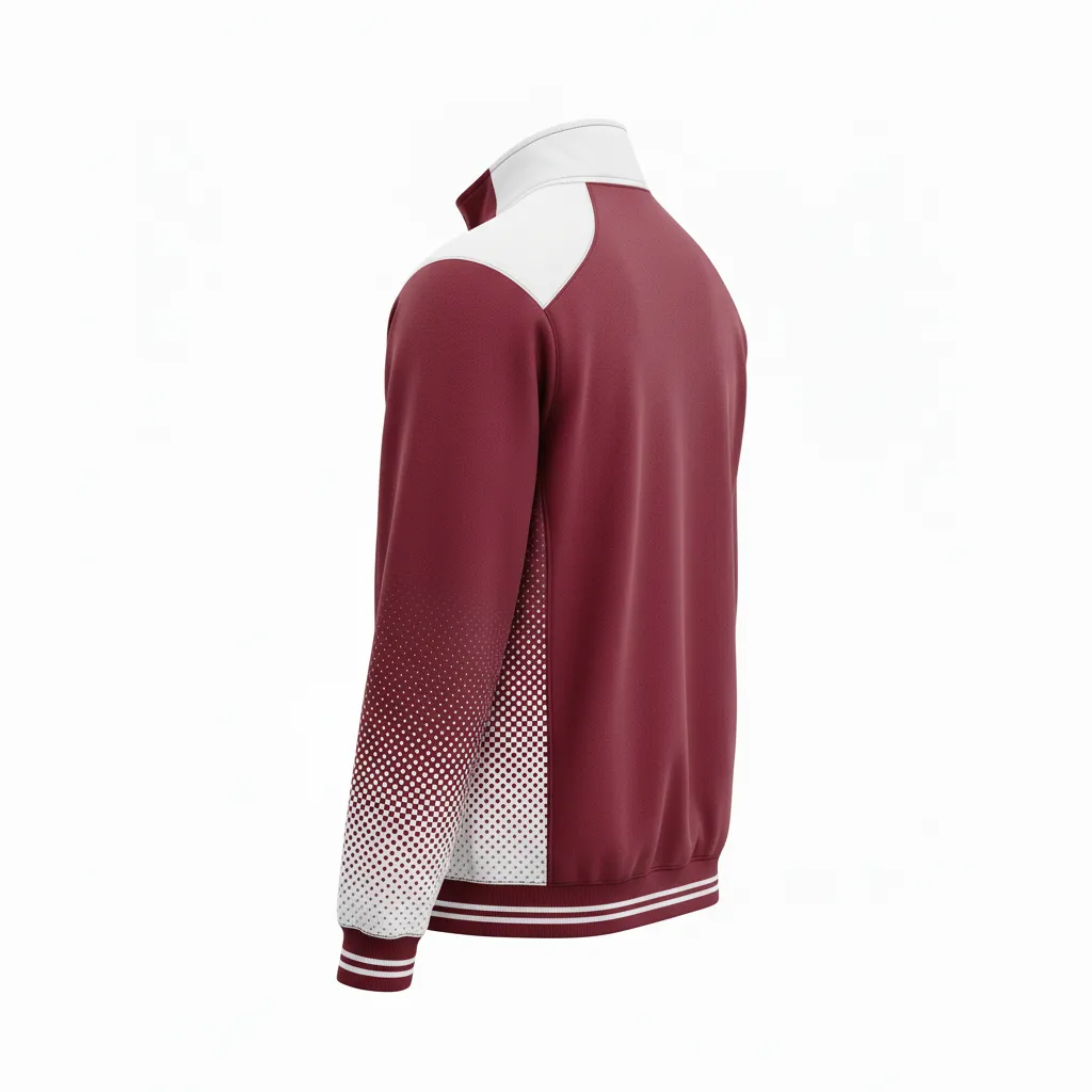 Custom Football Quarter Zipper Pullover - Burgundy, White - Quarter Zip Halftone Dots - Back View - HAMCO Sports Inc.