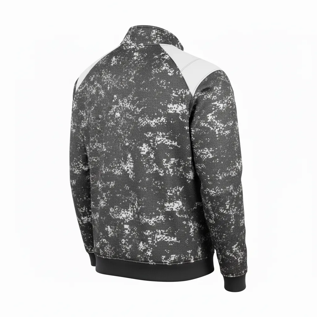 Custom Football Quarter Zipper Pullover - White - Quarter Zip Charcoal Digital Camo - Back View - HAMCO Sports Inc.