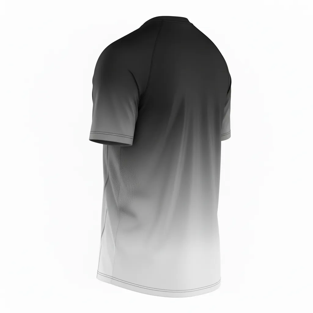 Custom Football Short Sleeve T Shirt - Black, Grey, White - Training Shirt Gradient Ombre - Back View - HAMCO Sports Inc.
