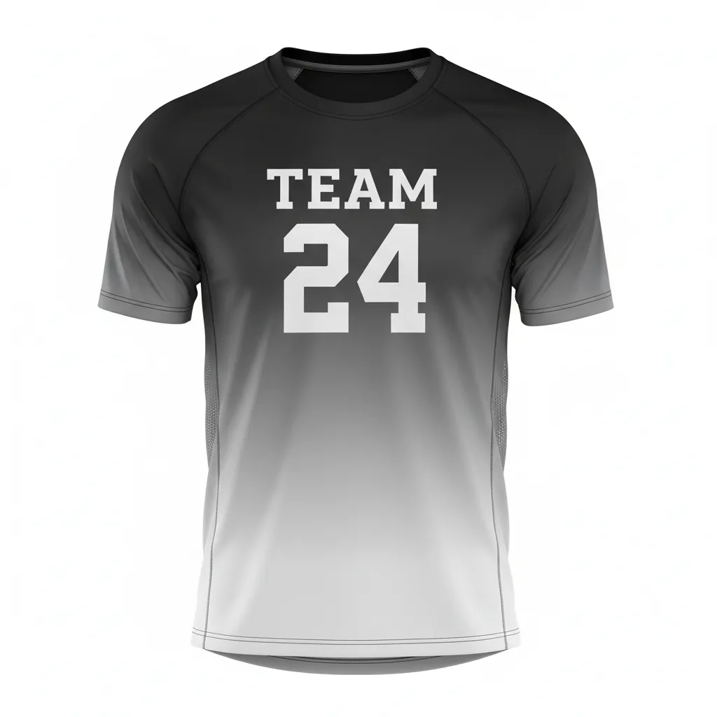Custom Football Short Sleeve T Shirt - Black, Grey, White - Training Shirt Gradient Ombre - Front View - HAMCO Sports Inc.