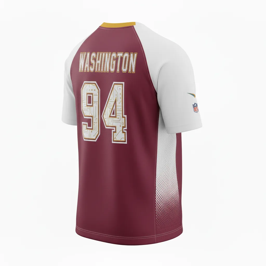 Custom Football Short Sleeve T Shirt - Burgundy, White - Training Shirt Halftone Dots - Back View - HAMCO Sports Inc.