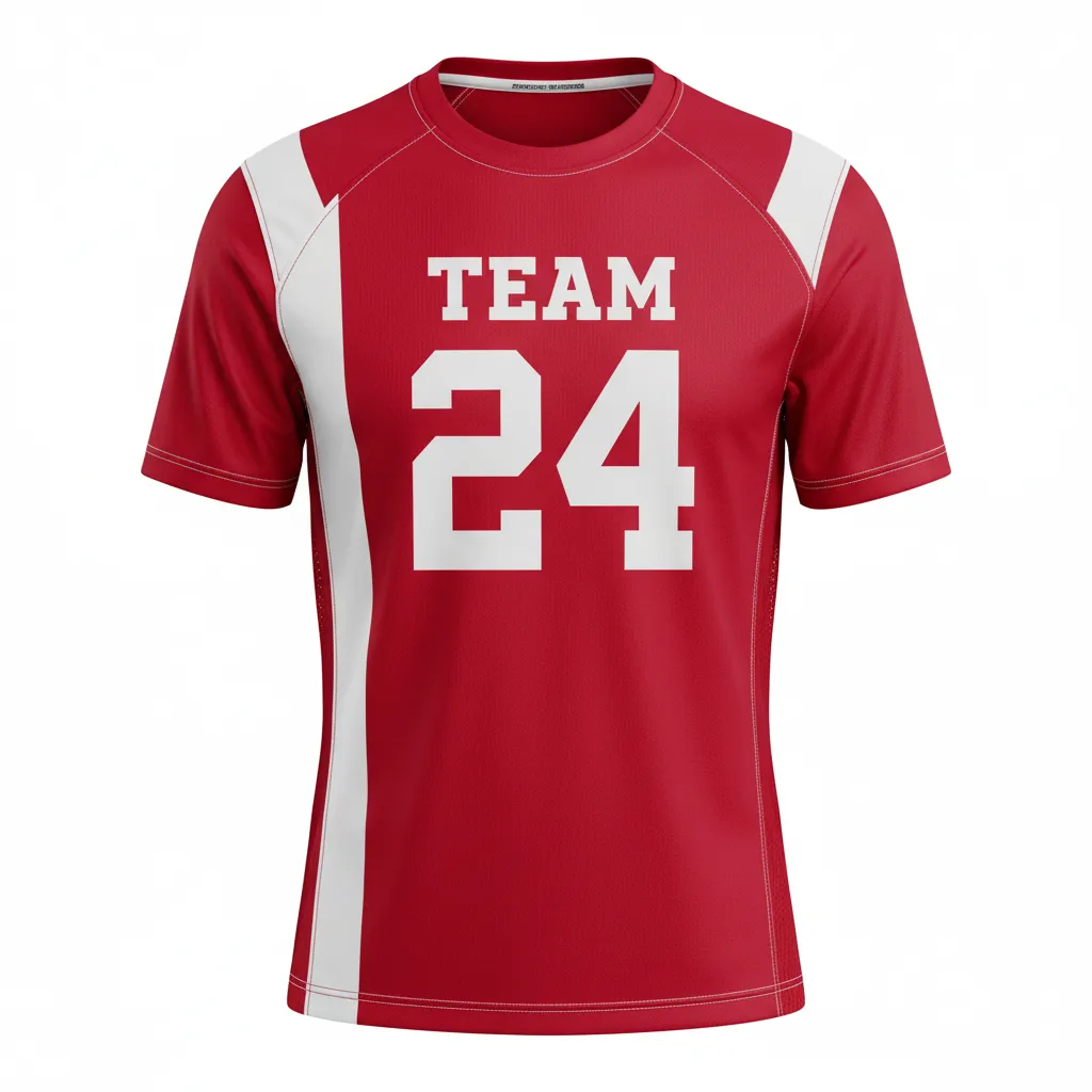 Custom Football Short Sleeve T Shirt - White - Training Shirt Cardinal Shoulder Hem Stripe - Front View - HAMCO Sports Inc.