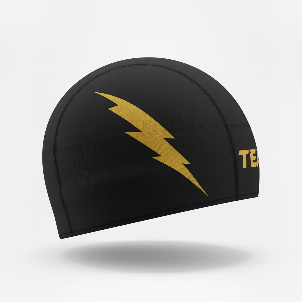 Custom Football Skull Cap - Black, Gold - Skull Cap Vegas Lightning Bolt - Side View - HAMCO Sports Inc.