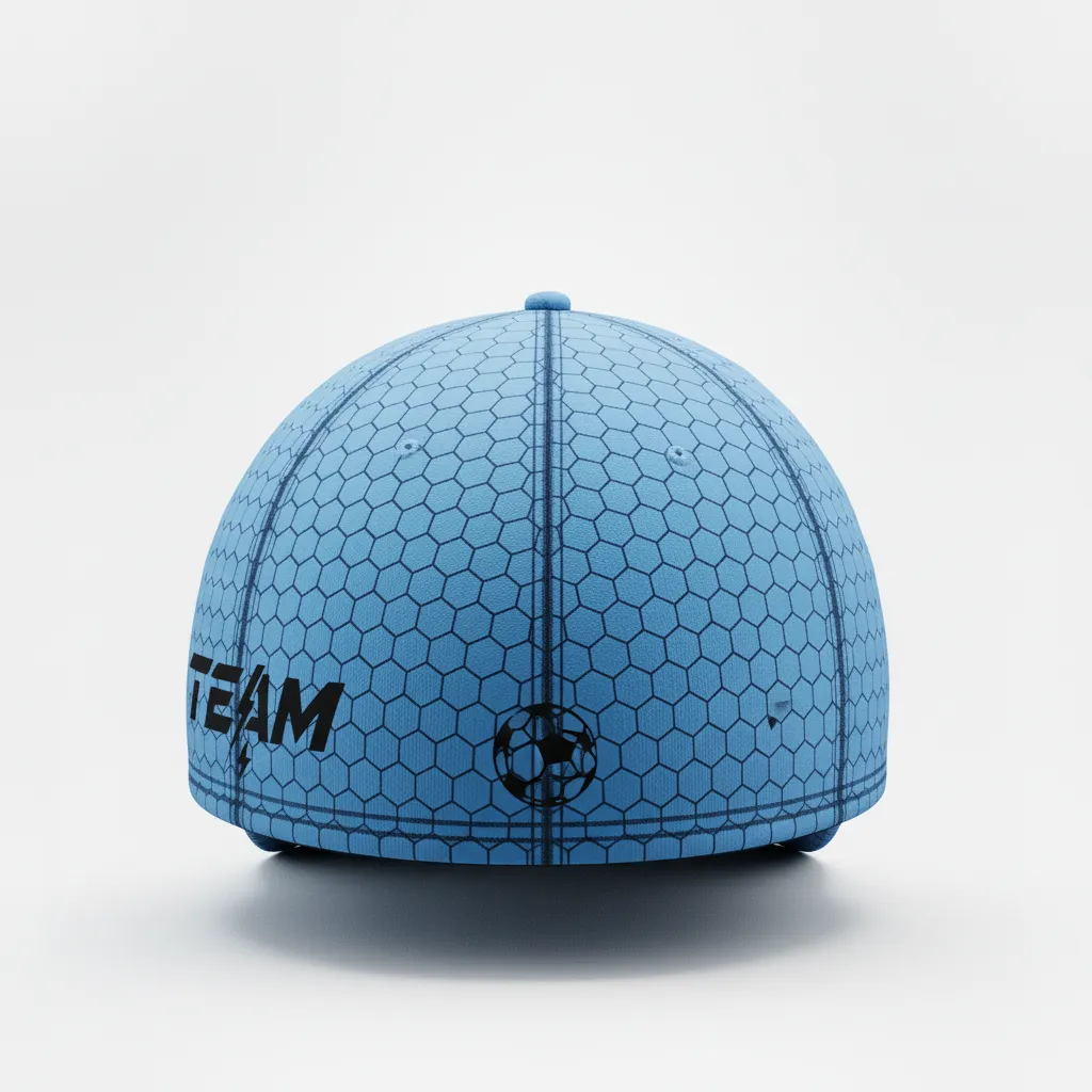 Custom Football Skull Cap - Blue, Navy - Skull Cap Columbia Hexagon - Back View - HAMCO Sports Inc.
