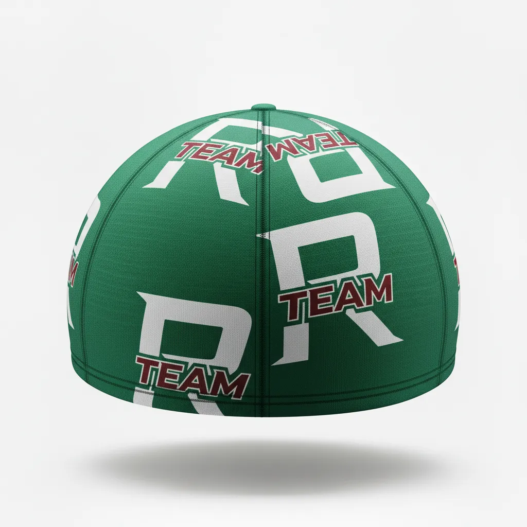 Custom Football Skull Cap - Green, White - Skull Cap Forest Triple Stripe - Back View - HAMCO Sports Inc.