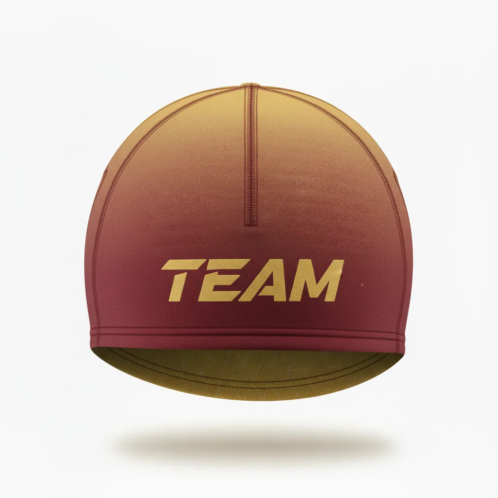 Custom Football Skull Cap - Gold - Skull Cap Maroon Vegas Gradient - Front View - HAMCO Sports Inc.