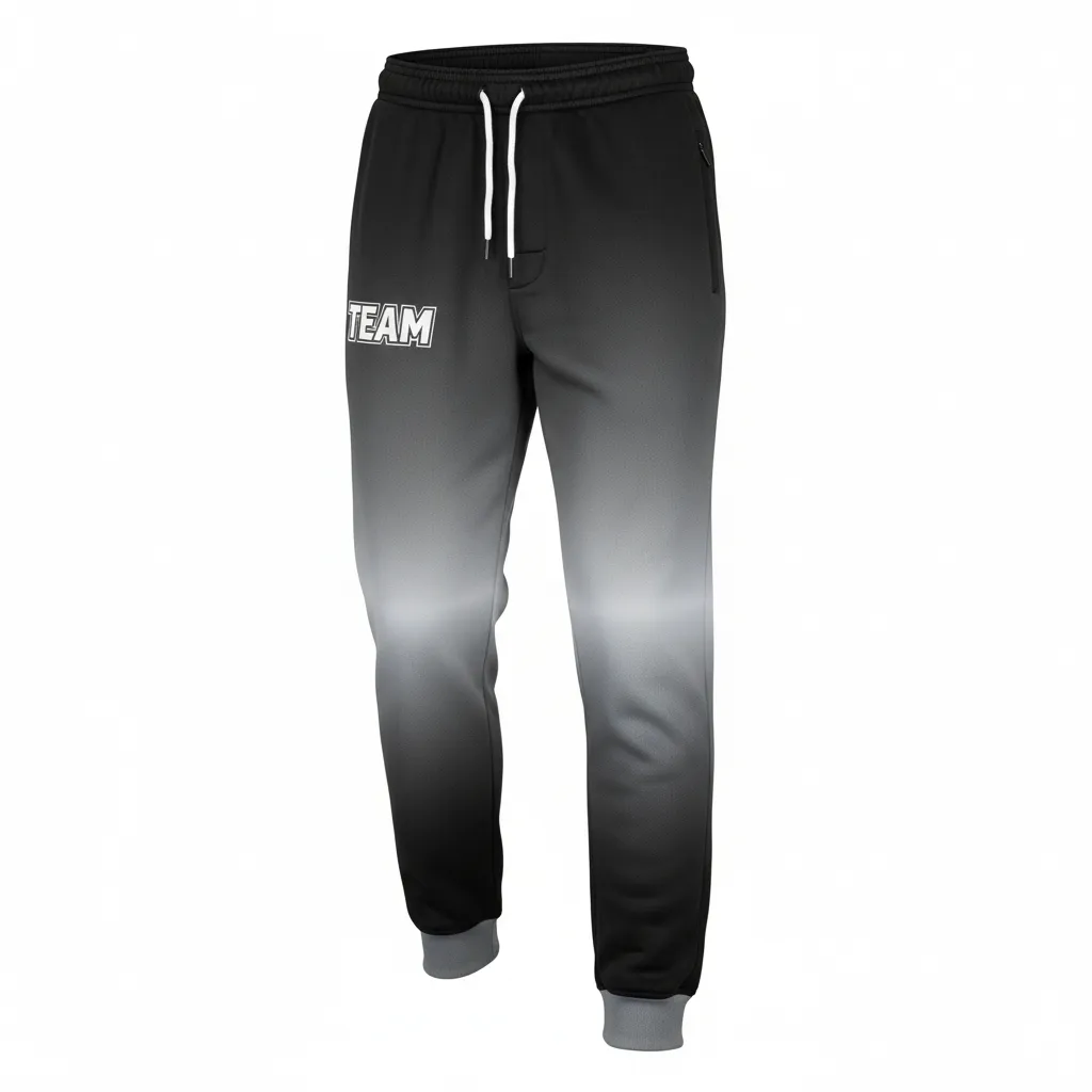 Custom Football Sweatpant - Black, Grey, White - Sweatpants Gradient Ombre - Front View - HAMCO Sports Inc.