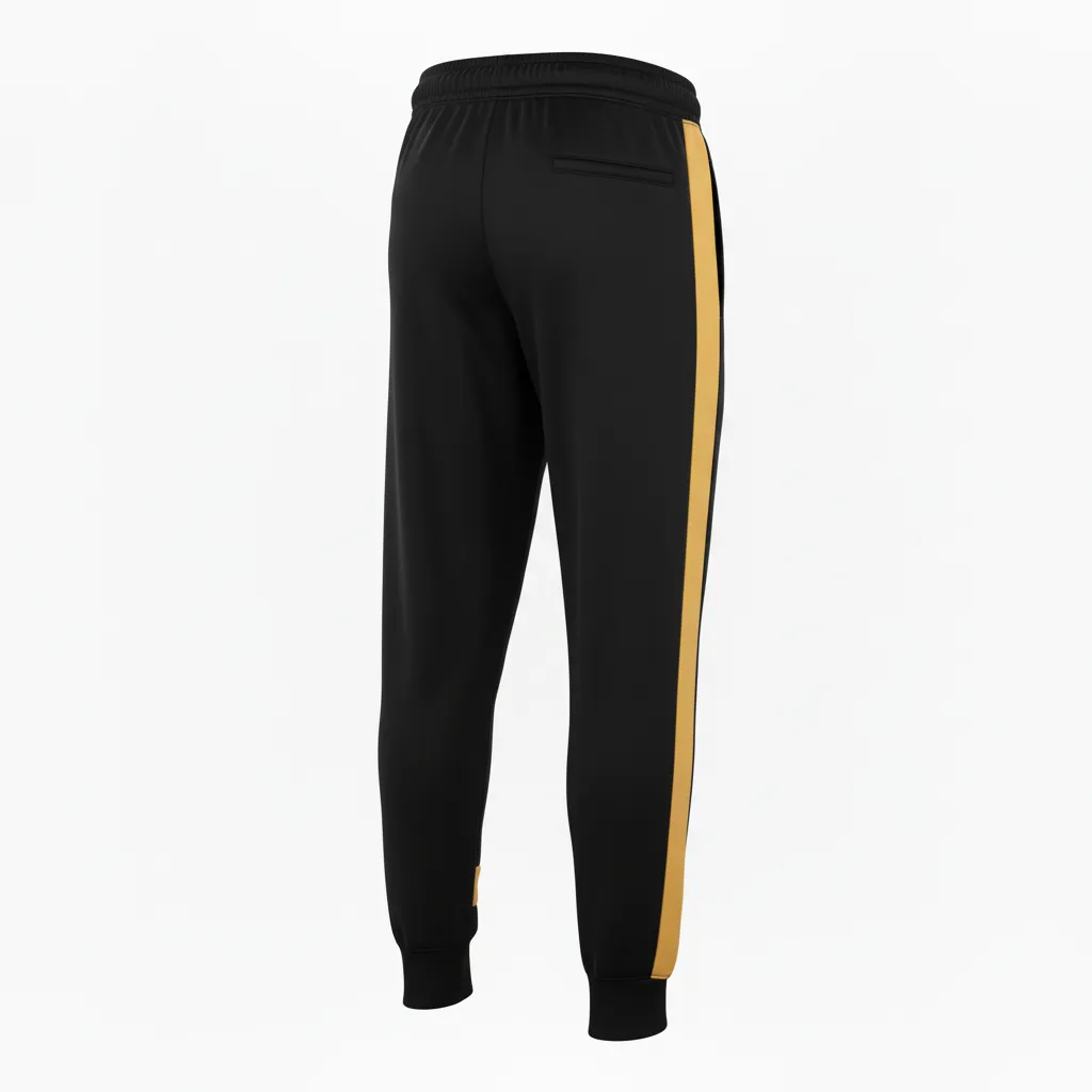 Custom Football Sweatpant - Black, Gold - Sweatpants Vegas Side Panel - Back View - HAMCO Sports Inc.