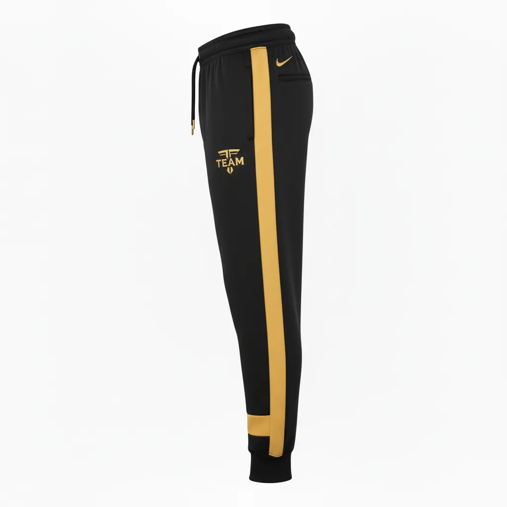 Custom Football Sweatpant - Black, Gold - Sweatpants Vegas Side Panel - Side View - HAMCO Sports Inc.