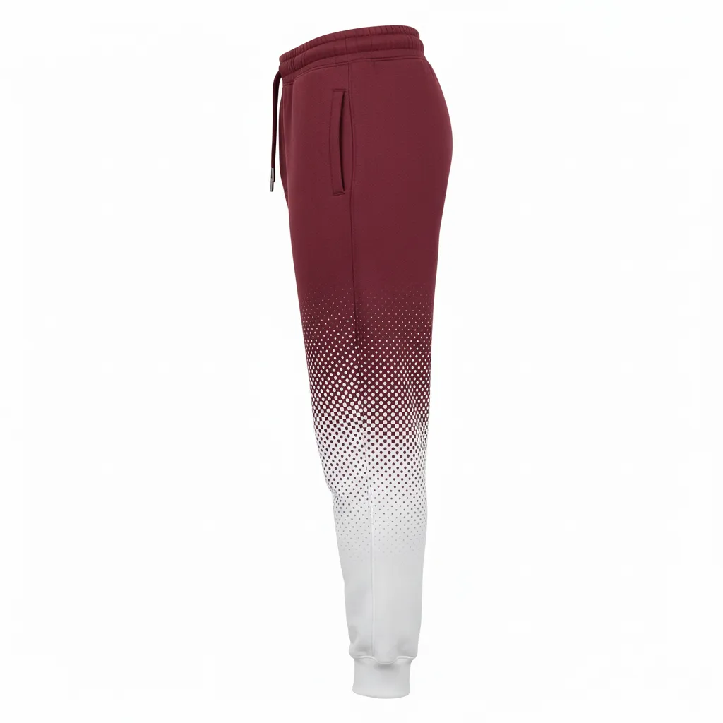 Custom Football Sweatpant - Burgundy, White - Sweatpants Halftone Dots - Side View - HAMCO Sports Inc.