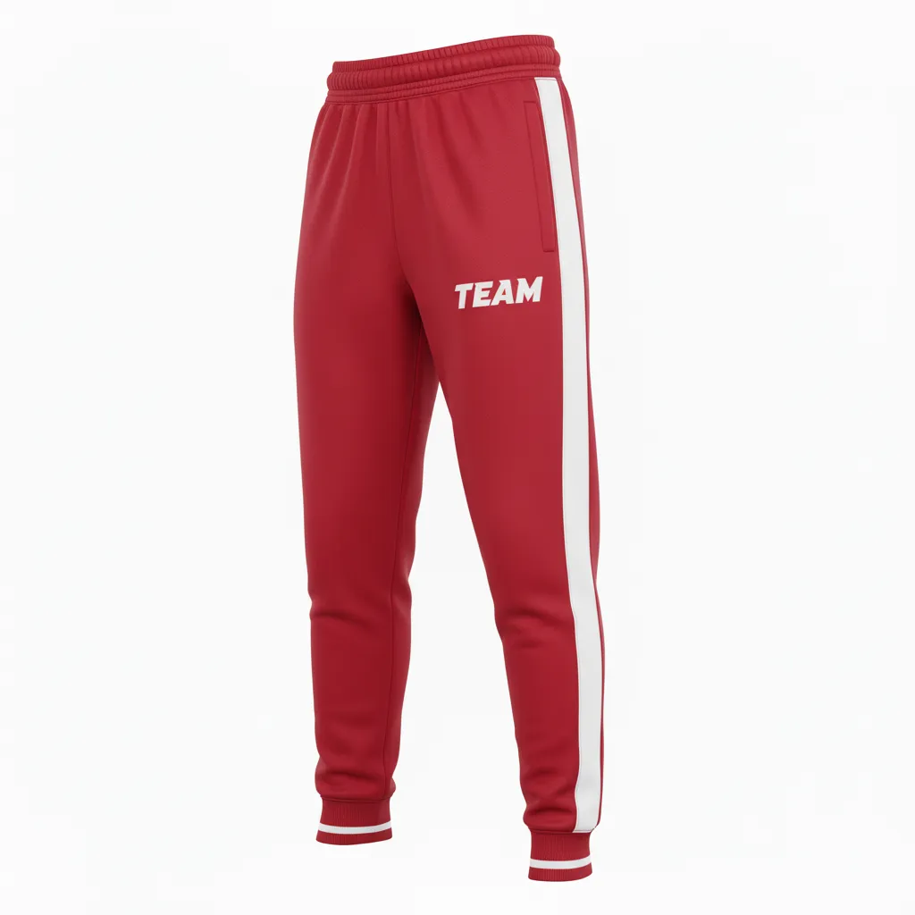 Custom Football Sweatpant - White - Sweatpants Cardinal Shoulder Hem Stripe - Front View - HAMCO Sports Inc.