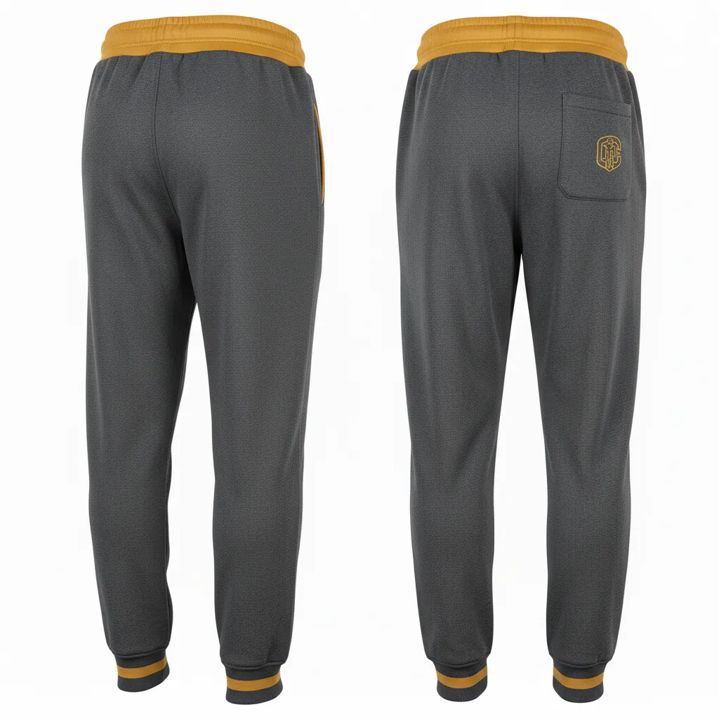 Custom Football Sweatpant - Gold - Sweatpants Charcoal Vegas Shoulder Cap - Back View - HAMCO Sports Inc.