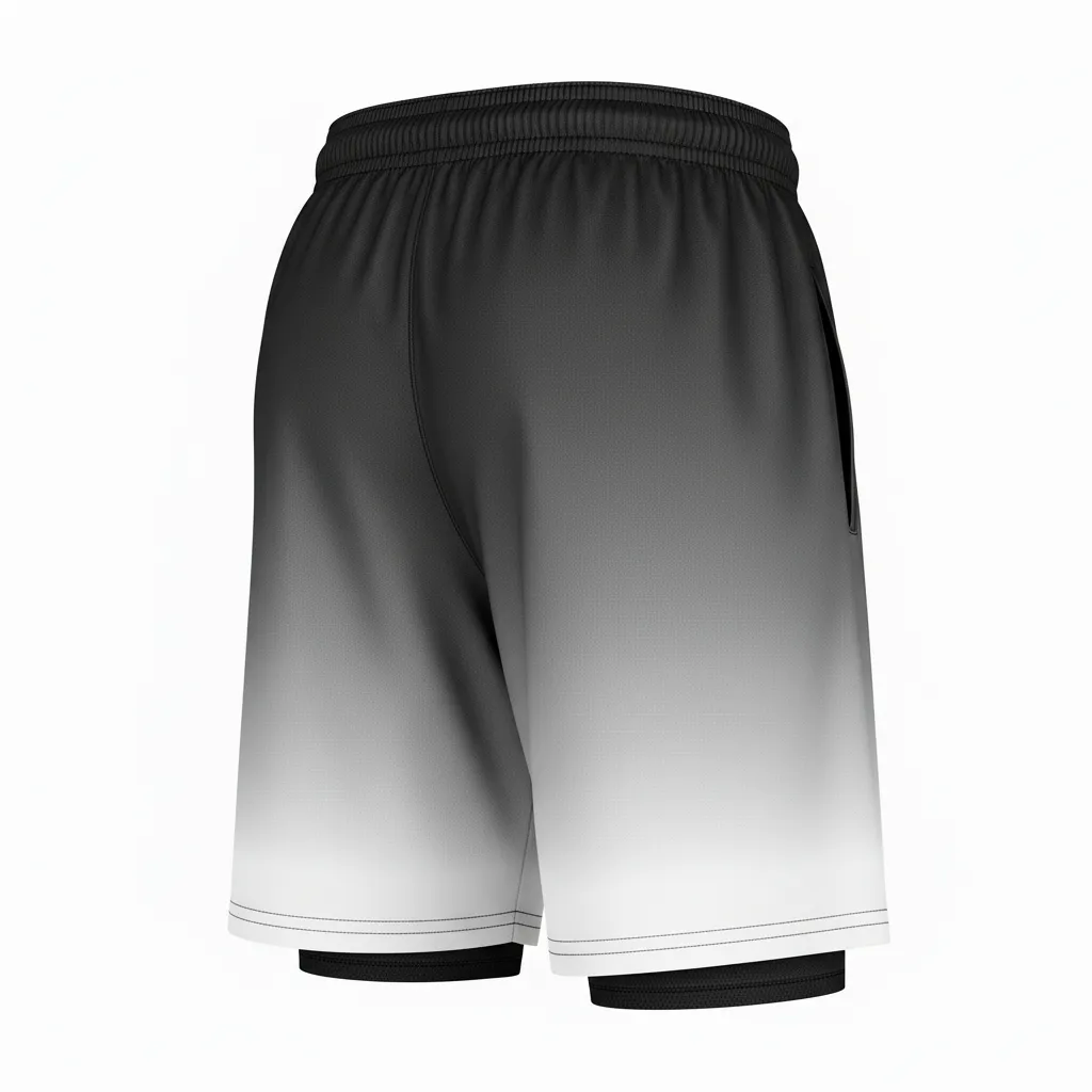 Custom Football Training Shorts - Black, Grey, White - Training Shorts Gradient Ombre - Back View - HAMCO Sports Inc.