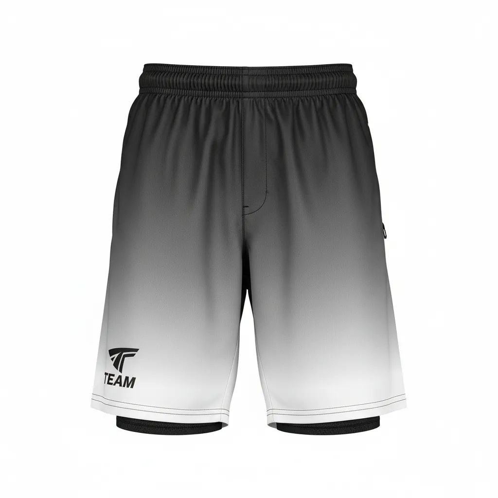 Custom Football Training Shorts - Black, Grey, White - Training Shorts Gradient Ombre - Front View - HAMCO Sports Inc.