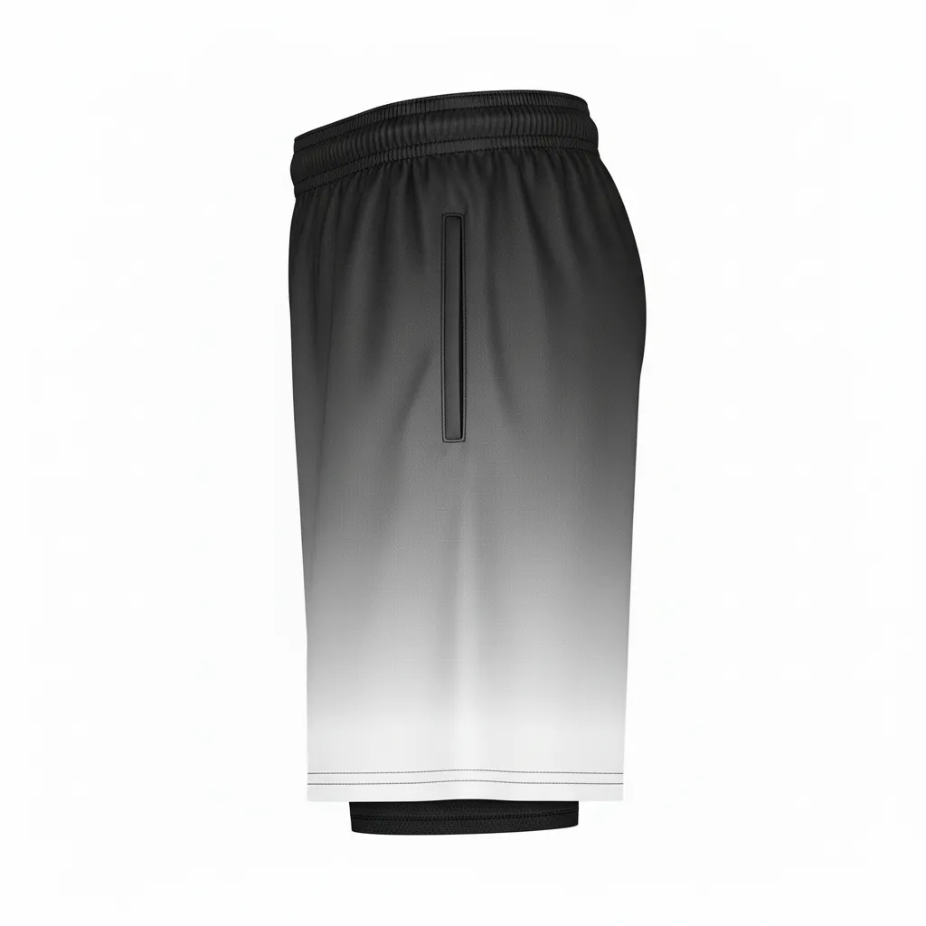 Custom Football Training Shorts - Black, Grey, White - Training Shorts Gradient Ombre - Side View - HAMCO Sports Inc.