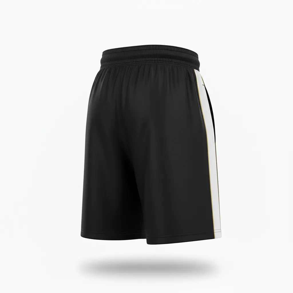 Custom Football Training Shorts - Black, Gold - Training Shorts Vegas Lightning Bolt - Back View - HAMCO Sports Inc.