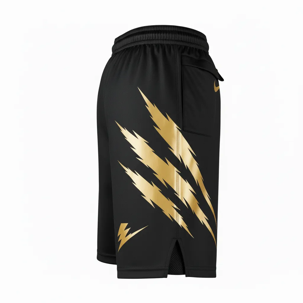 Custom Football Training Shorts - Black, Gold - Training Shorts Vegas Razor Slash - Back View - HAMCO Sports Inc.