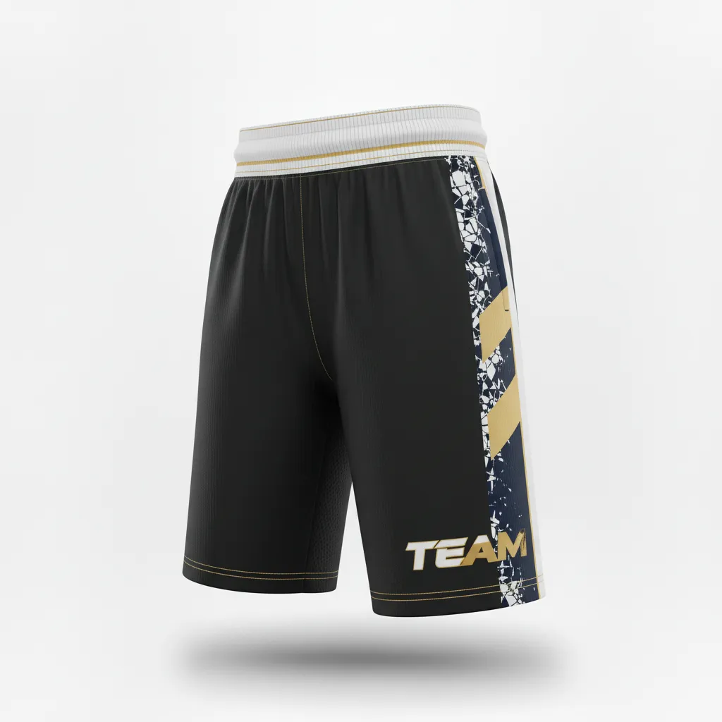 Custom Football Training Shorts - Black, White - Training Shorts Shattered Glass - Front View - HAMCO Sports Inc.