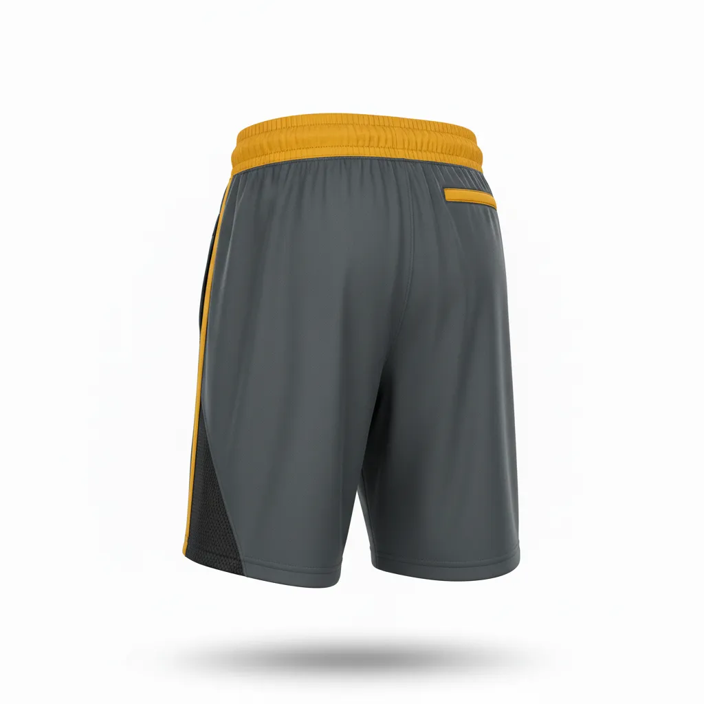 Custom Football Training Shorts - Gold - Training Shorts Charcoal Vegas Shoulder Cap - Back View - HAMCO Sports Inc.
