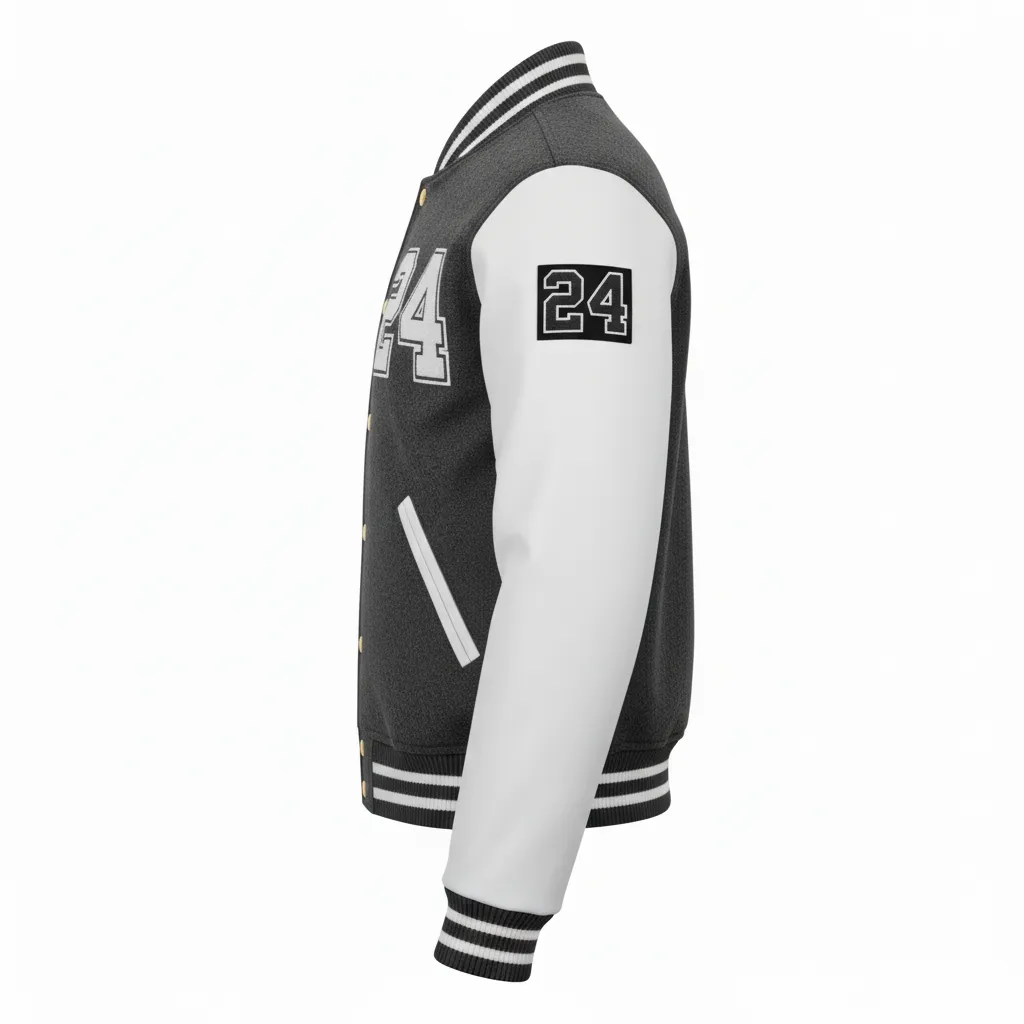 Custom Football Varsity Jacket - White - Varsity Jacket Charcoal Digital Camo - Side View - HAMCO Sports Inc.