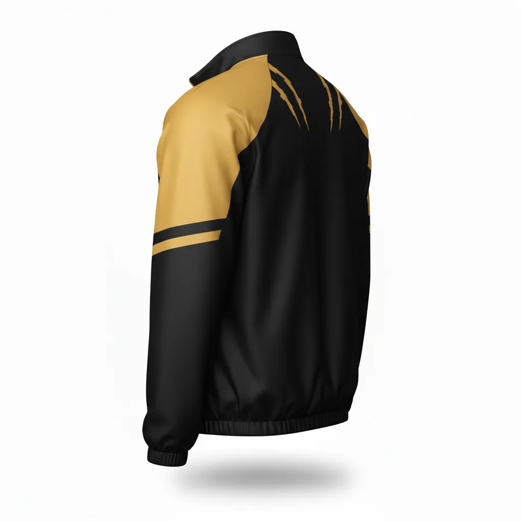 Custom Football Windbreaker - Black, Gold - Windbreaker Vegas Razor Slash - Back View - HAMCO Sports Inc.