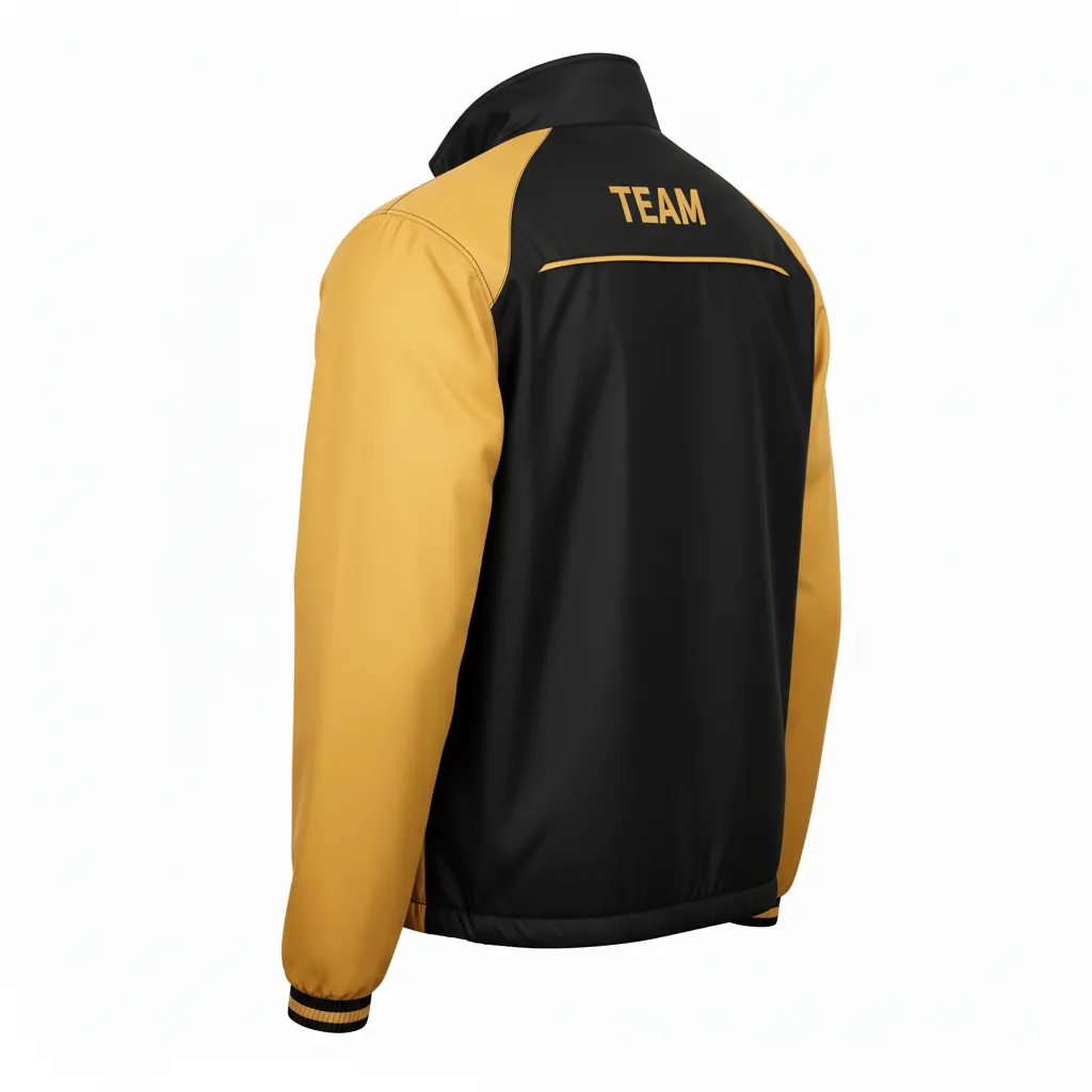 Custom Football Windbreaker - Black, Gold - Windbreaker Vegas Side Panel - Back View - HAMCO Sports Inc.