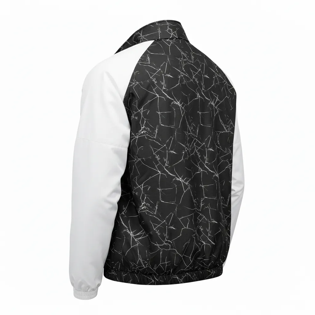 Custom Football Windbreaker - Black, White - Windbreaker Shattered Glass - Back View - HAMCO Sports Inc.