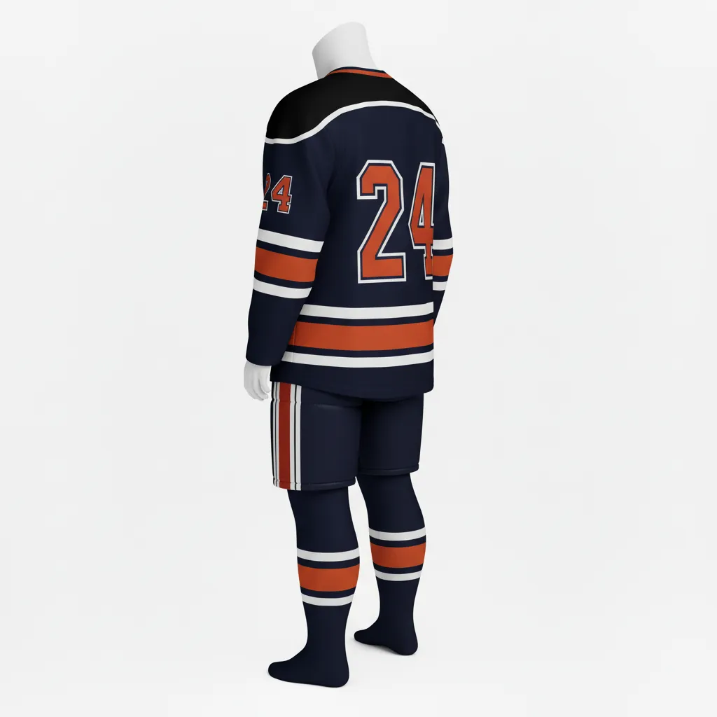 Custom Ice Hockey Away Uniform - Red - Away - Back View - HAMCO Sports Inc.