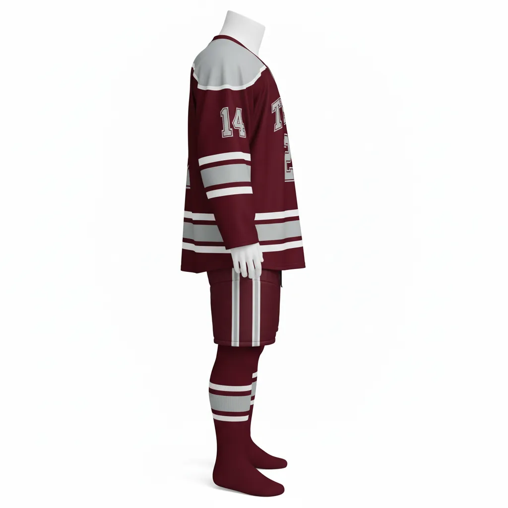 Custom Ice Hockey Away Uniform - Silver - Away - Side View - HAMCO Sports Inc.