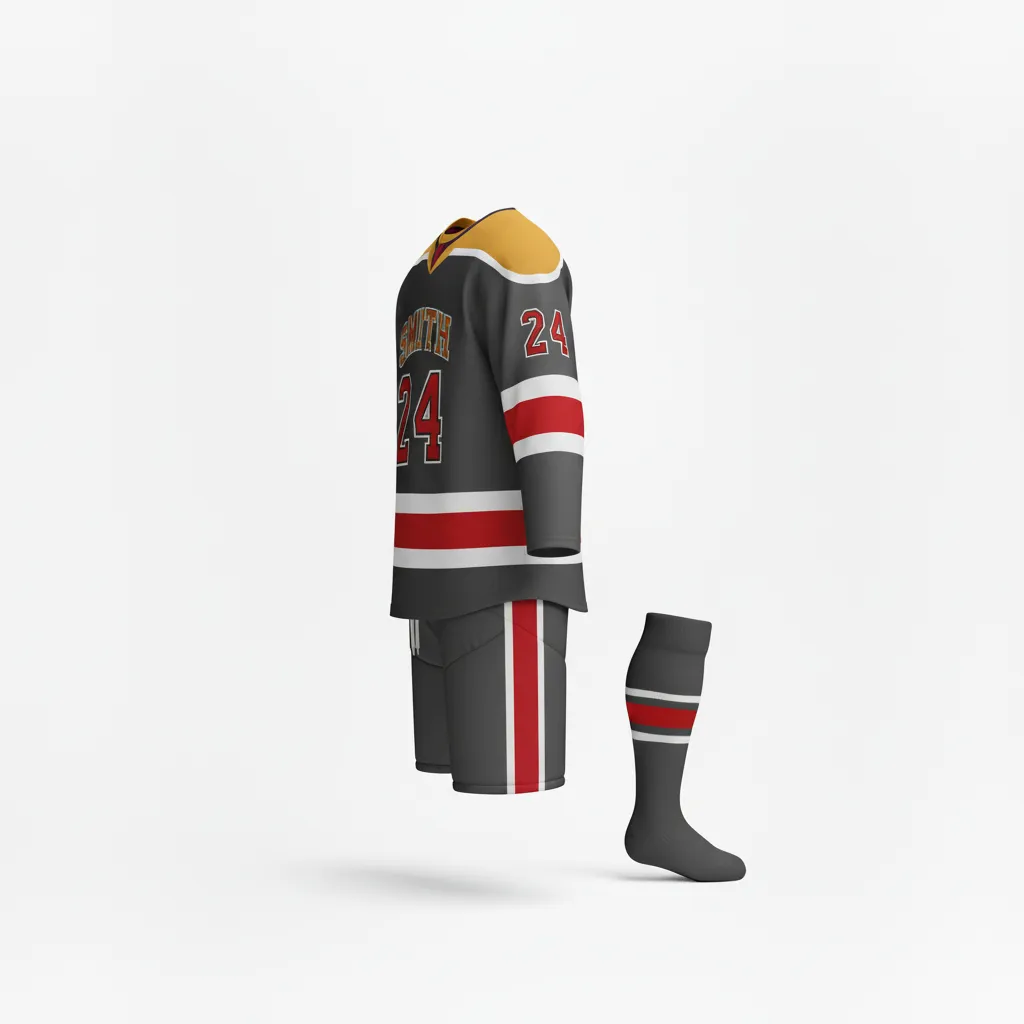 Custom Ice Hockey Away Uniform - Gold - Away - Back View - HAMCO Sports Inc.