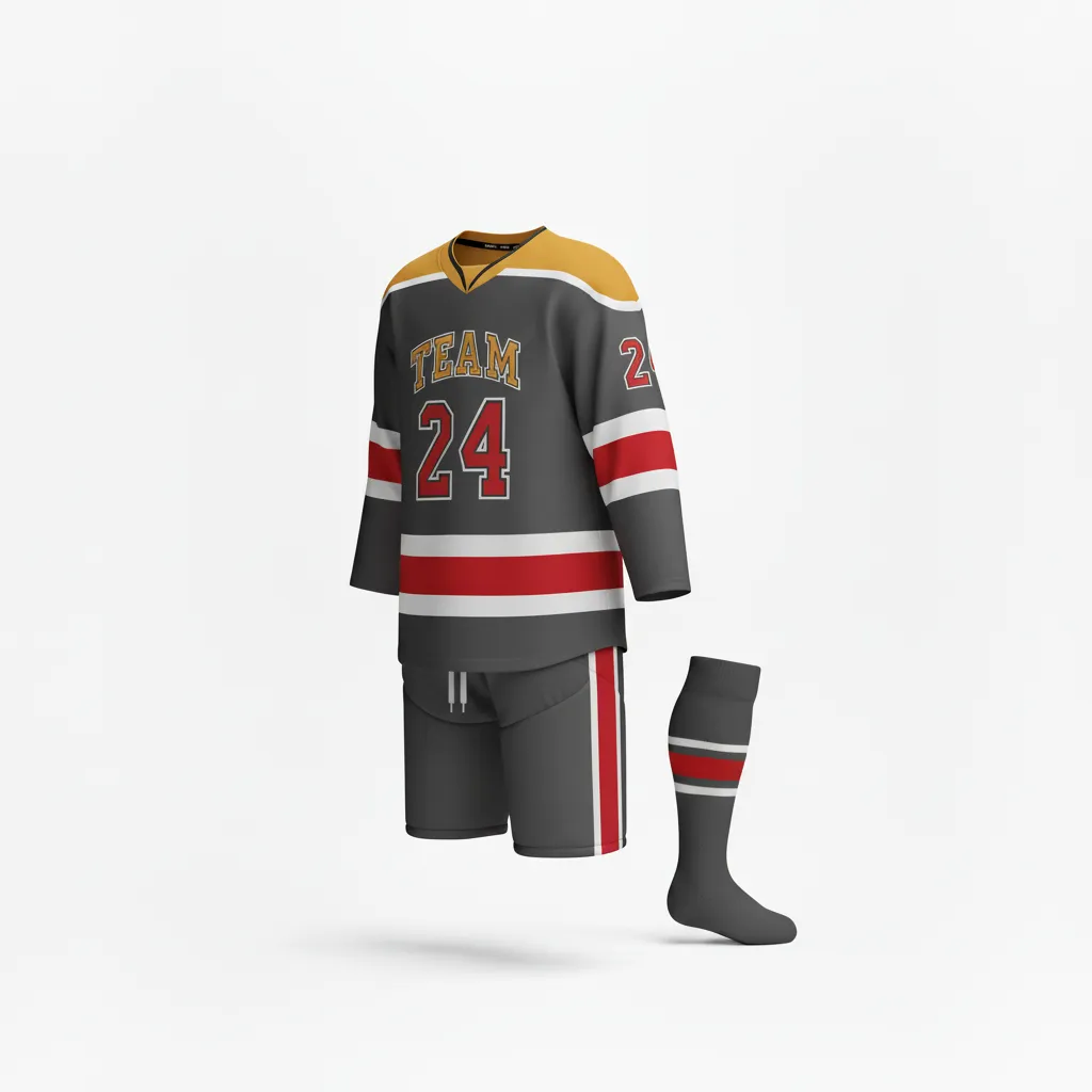 Custom Ice Hockey Away Uniform - Gold - Away - Front View - HAMCO Sports Inc.