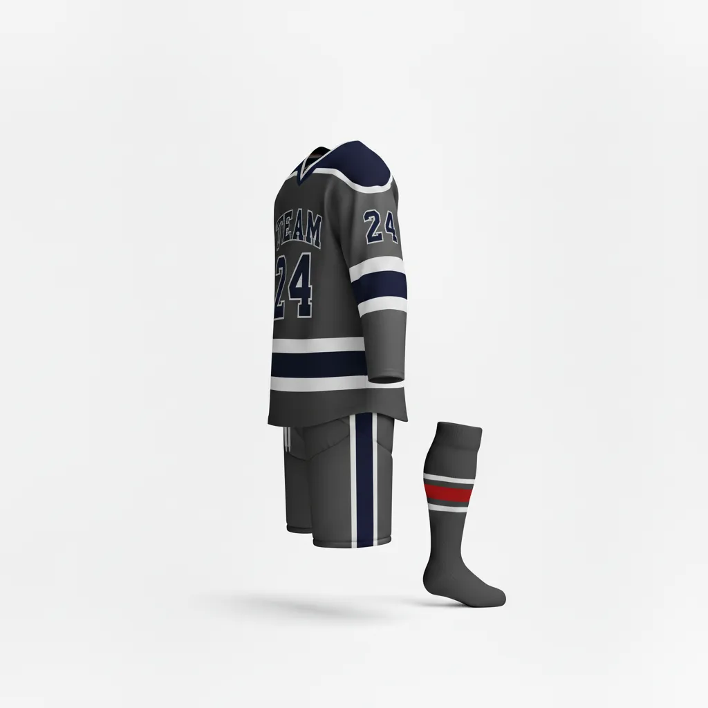 Custom Ice Hockey Away Uniform - Navy - Away - Back View - HAMCO Sports Inc.