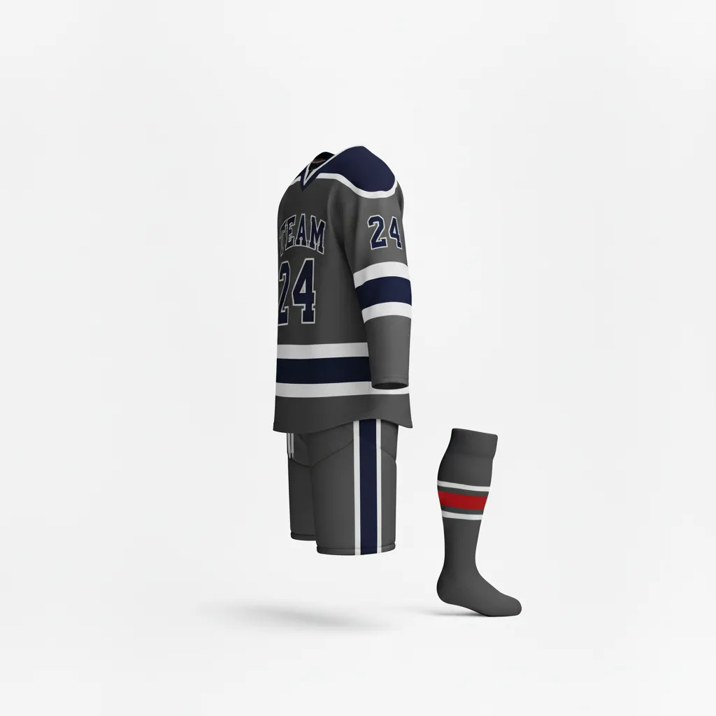 Custom Ice Hockey Away Uniform - Navy - Away - Front View - HAMCO Sports Inc.