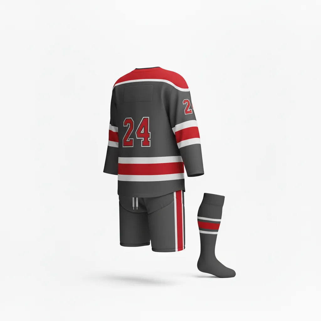 Custom Ice Hockey Away Uniform - Red - Away - Back View - HAMCO Sports Inc.