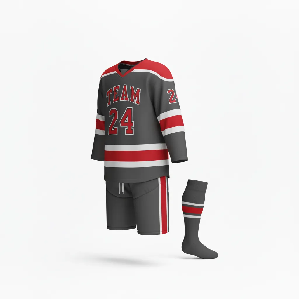 Custom Ice Hockey Away Uniform - Red - Away - Front View - HAMCO Sports Inc.