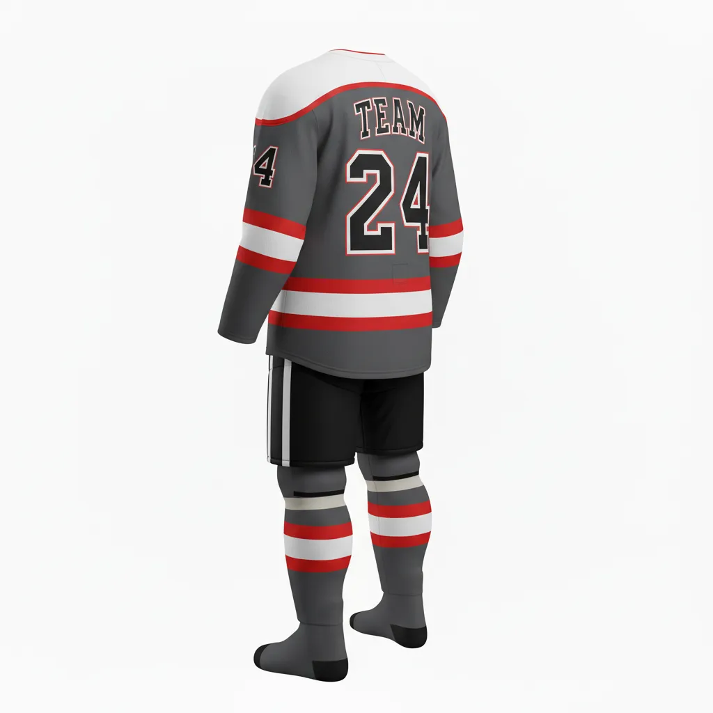 Custom Ice Hockey Away Uniform - Custom Design - Shadow Away - Back View - HAMCO Sports Inc.
